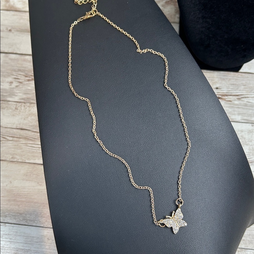 Copper Tone Butterfly Pendant Necklace
